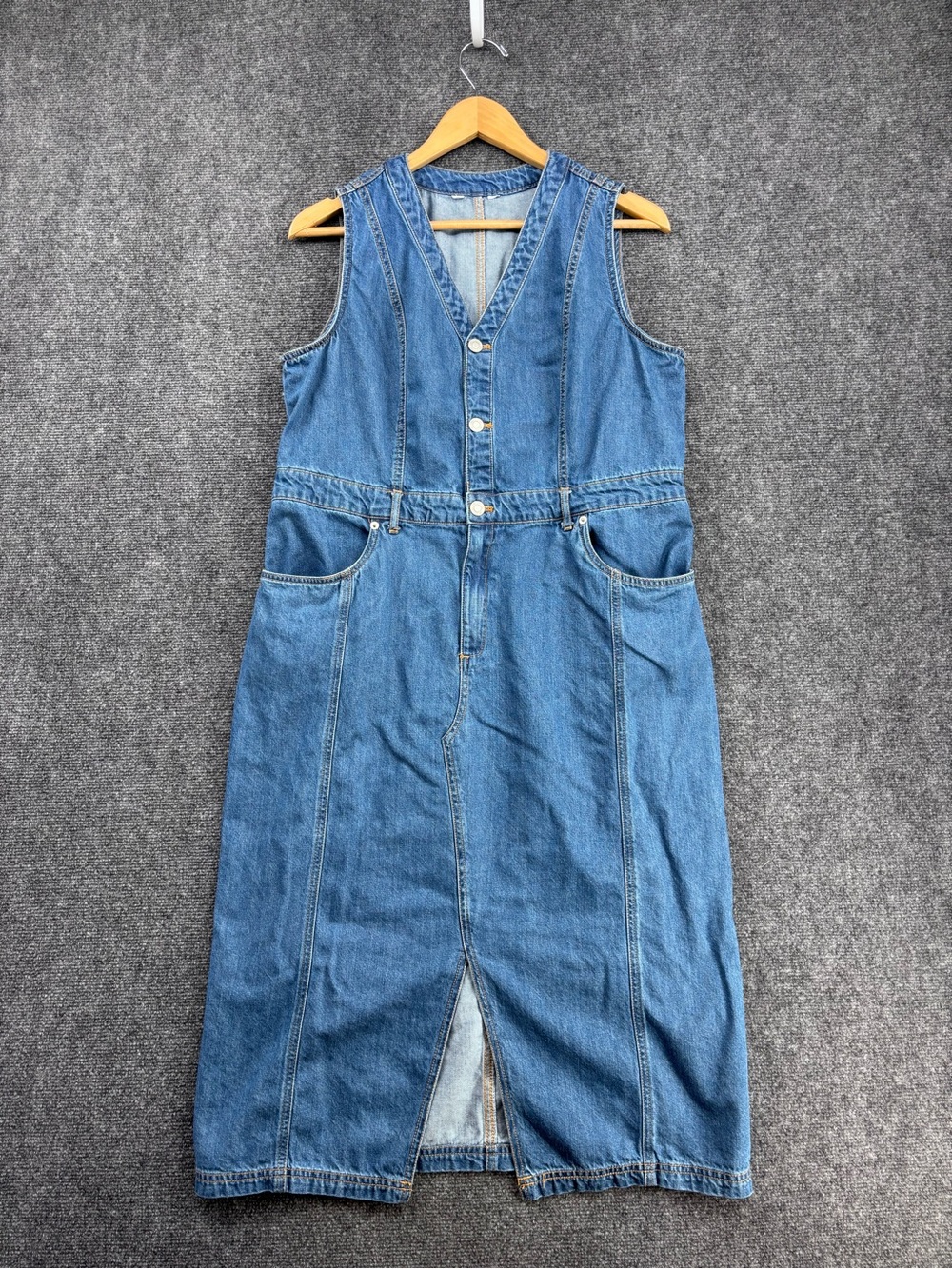 Retro Western Prairie Denim Sleeveless Midi Dress Women’s 12